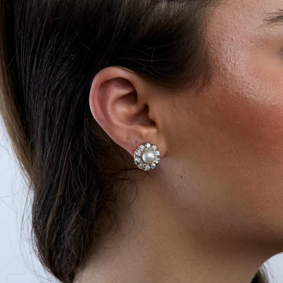 Clous d'oreilles Perles Diamants