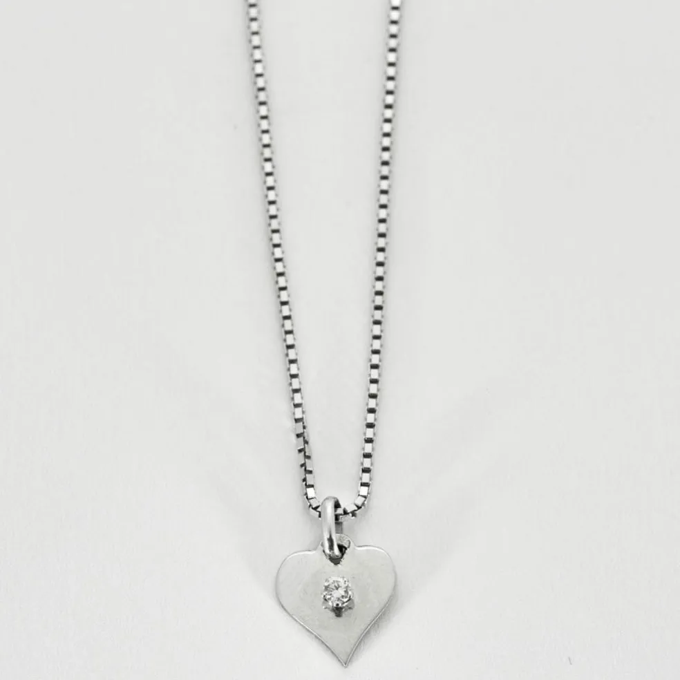 Coeur Blanc Pendentif or blanc diamant