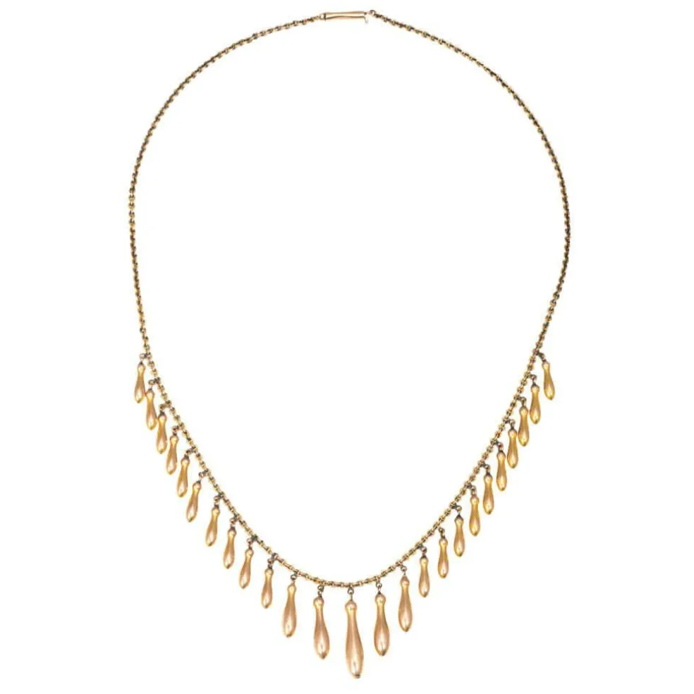 Collier à franges graduées victorien en or rose antique