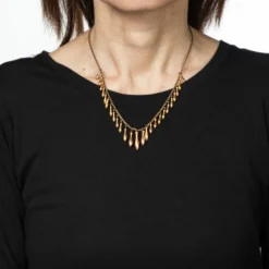 Collier à franges graduées victorien en or rose antique