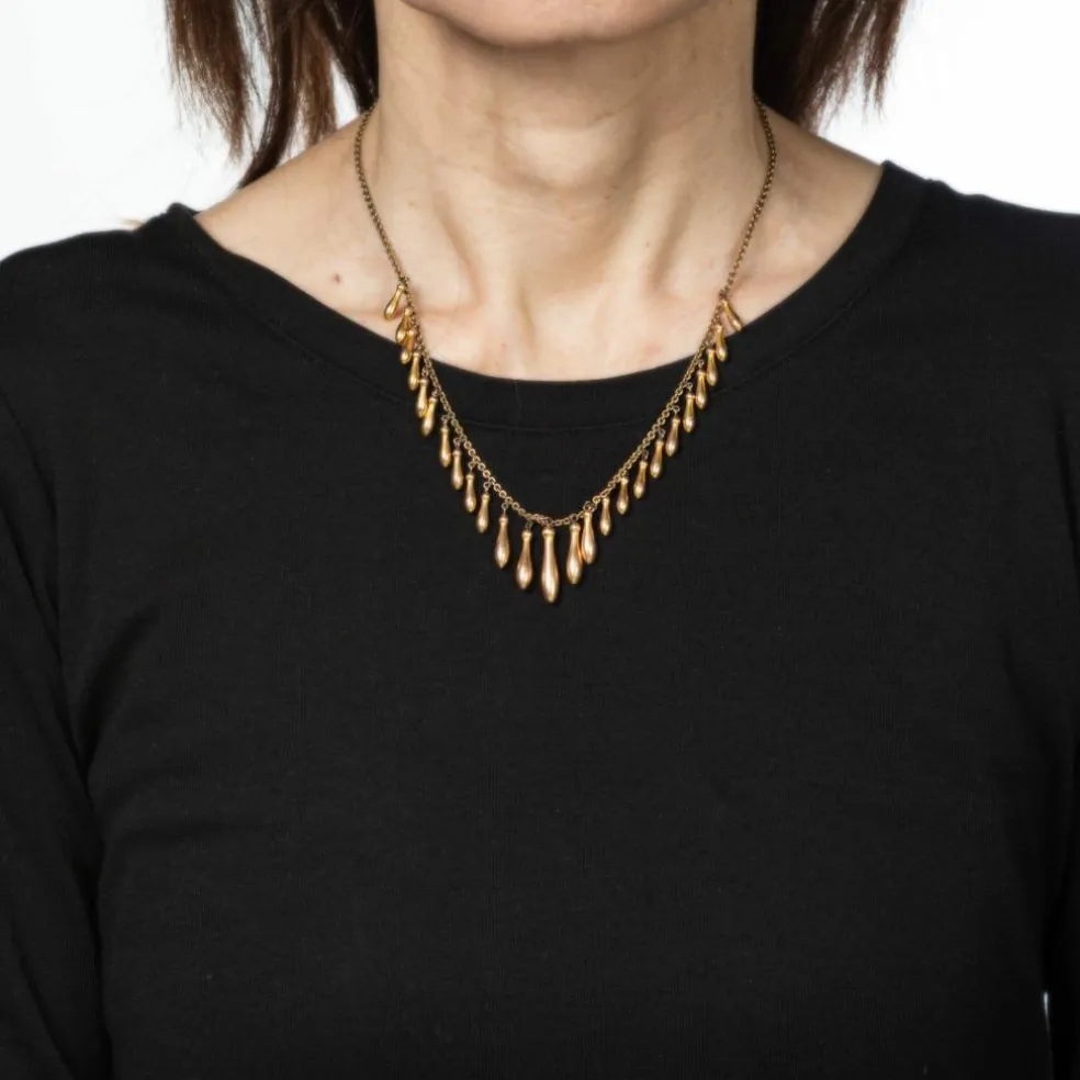 Collier à franges graduées victorien en or rose antique