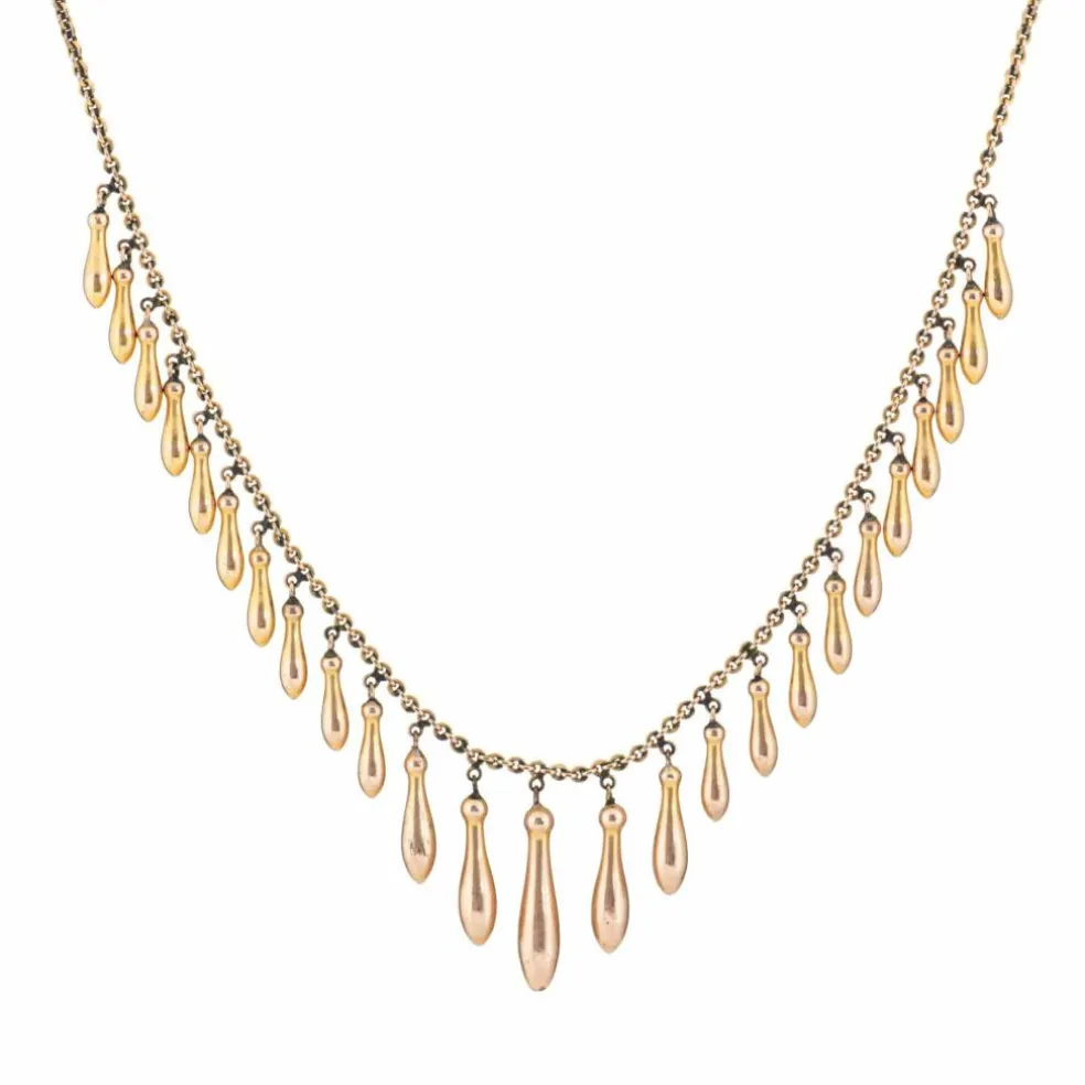 Collier à franges graduées victorien en or rose antique