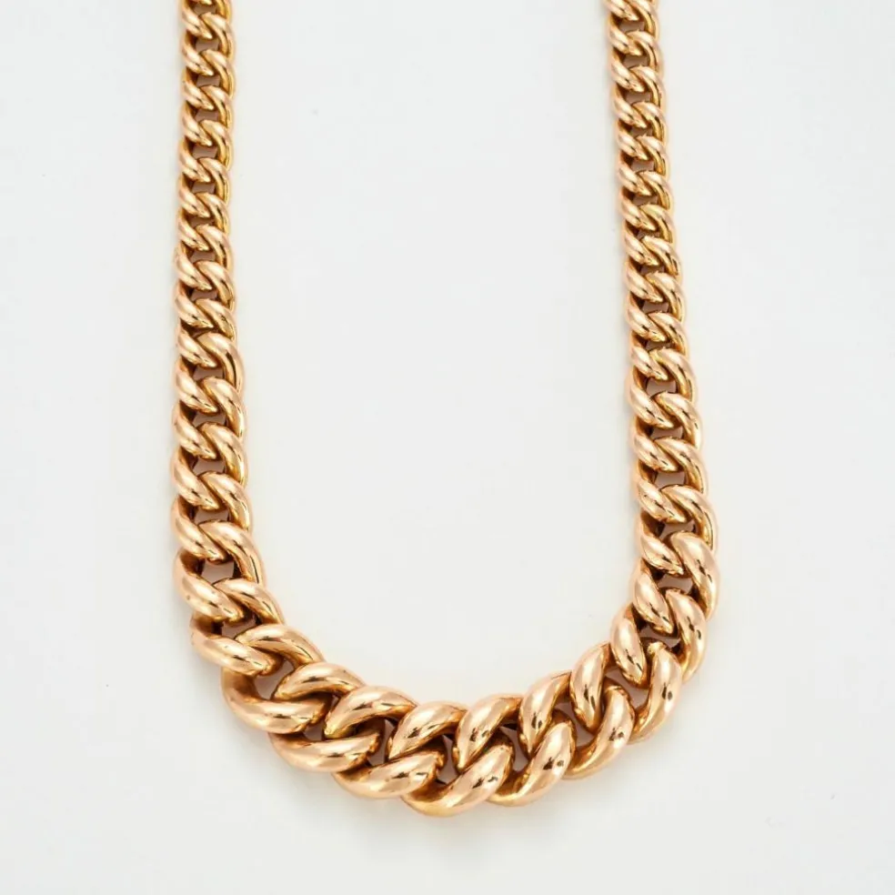 Collier à maille gourmette en or rose