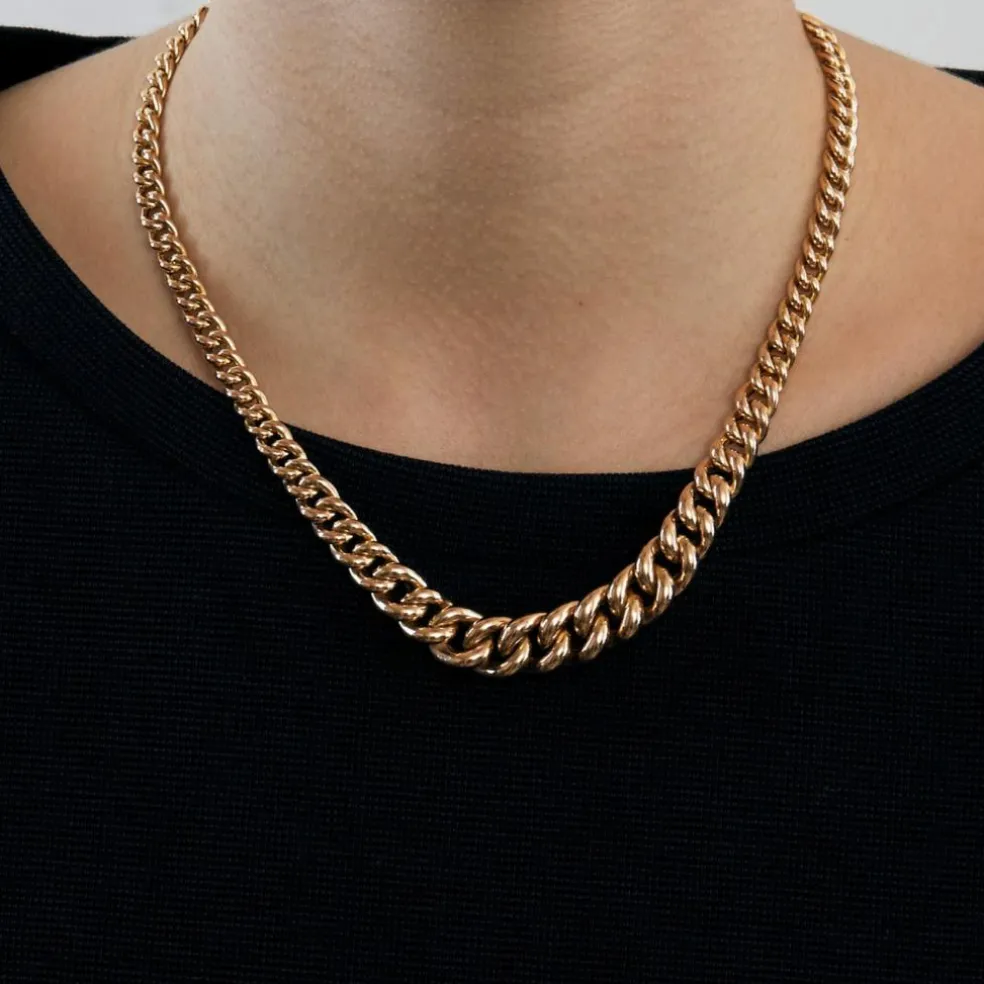 Collier à maille gourmette en or rose