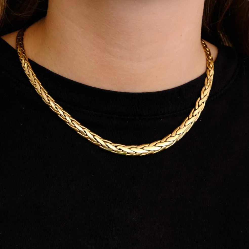 Collier à maille plate or