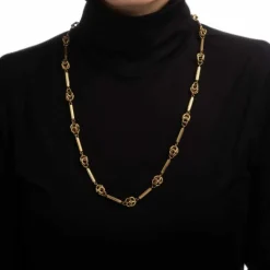 Collier à maillons fantaisie Vintage en or jaune à maillons défilés Estate