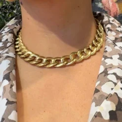 Collier à maillons gourmette massifs en or jaune 18 carats 16753-8983