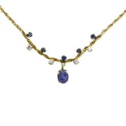 Collier - Or, diamants & saphirs