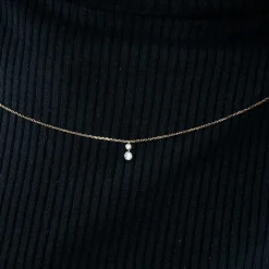 COLLIER OR ROSE 2 DIAMANTS O,22ct