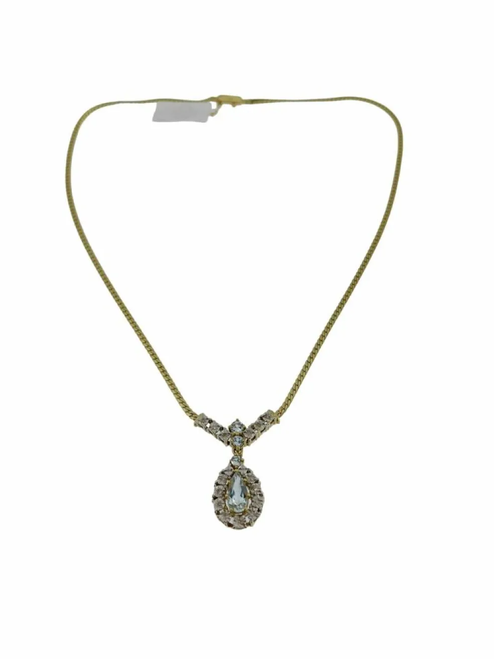 Collier 2 ors diamants et aigue-marine certificat IGI