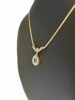 Collier 2 ors diamants et aigue-marine certificat IGI