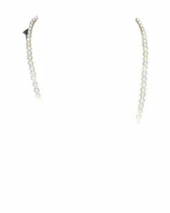 Collier 95 Perles De Culture En Chute Fermoir Or 18k Et Diamants 45 Cm