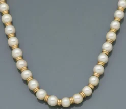 Collier 54 Perles De Culture Akoya Anneaux Et Fermoir Or 18k 42,5 Cm