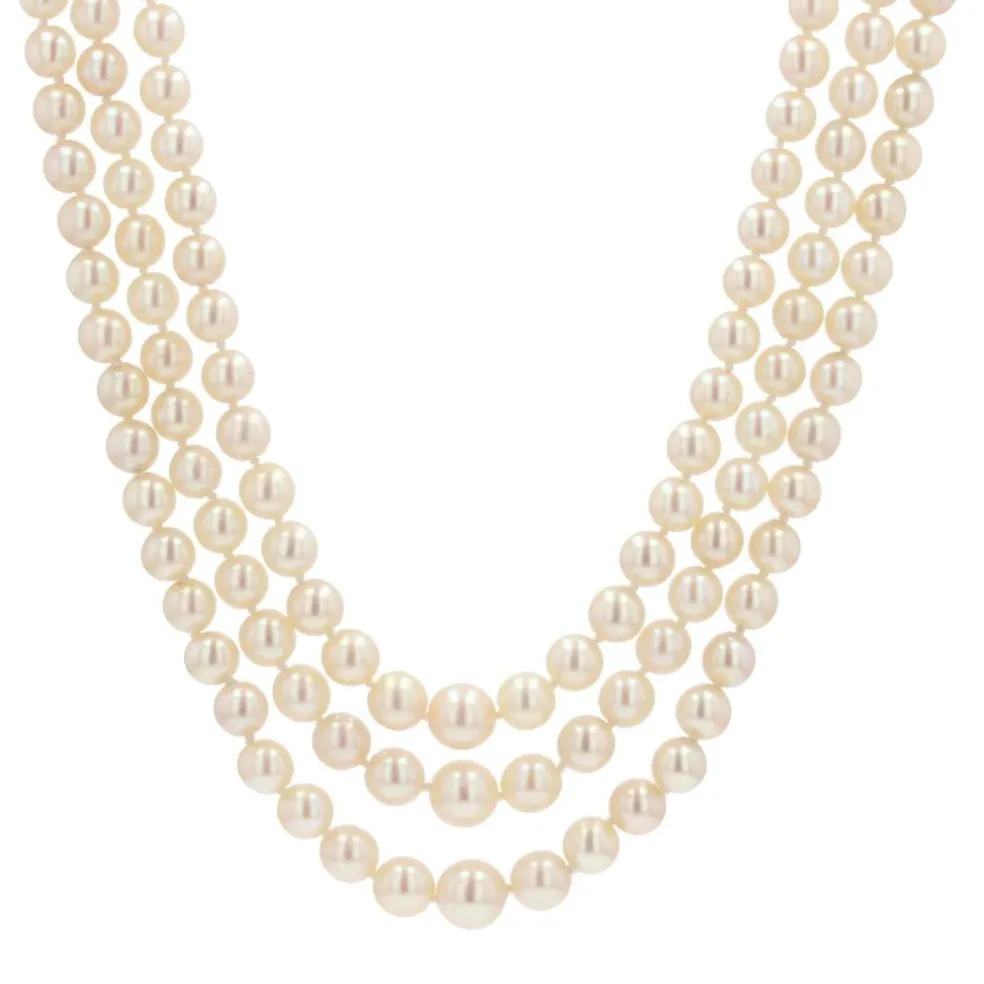 Collier 3 rangs de perles de culture en chute