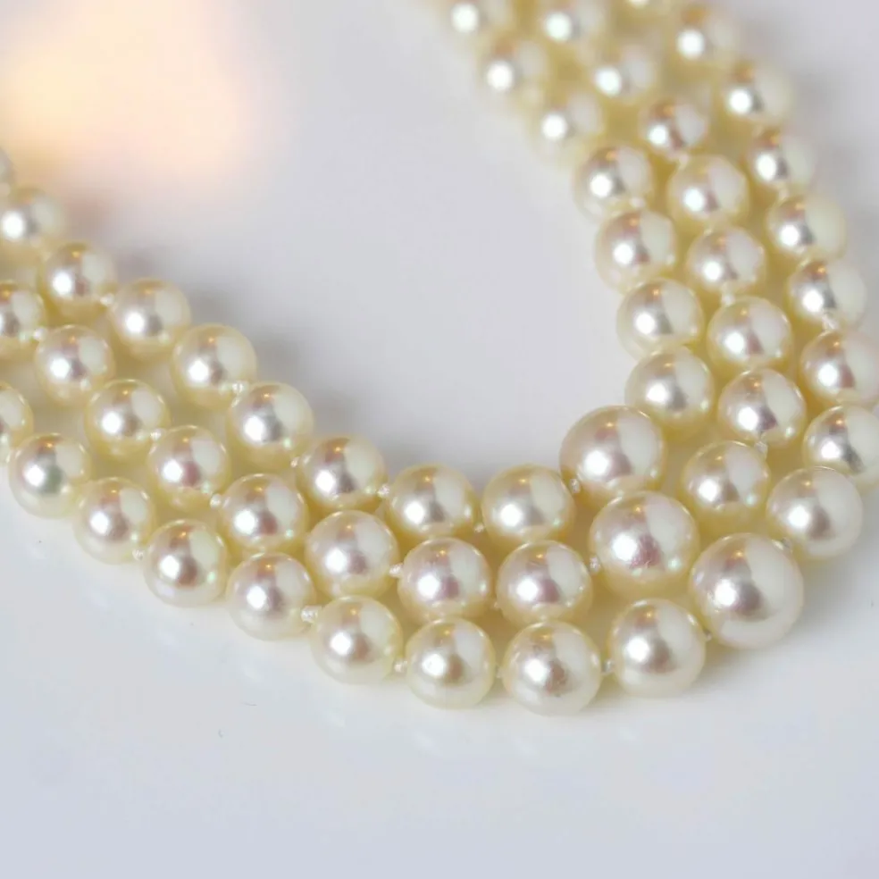 Collier 3 rangs de perles de culture en chute