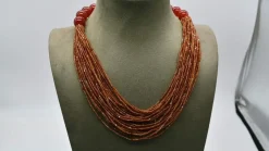 Collier agathe hessonite rouge et bakélite