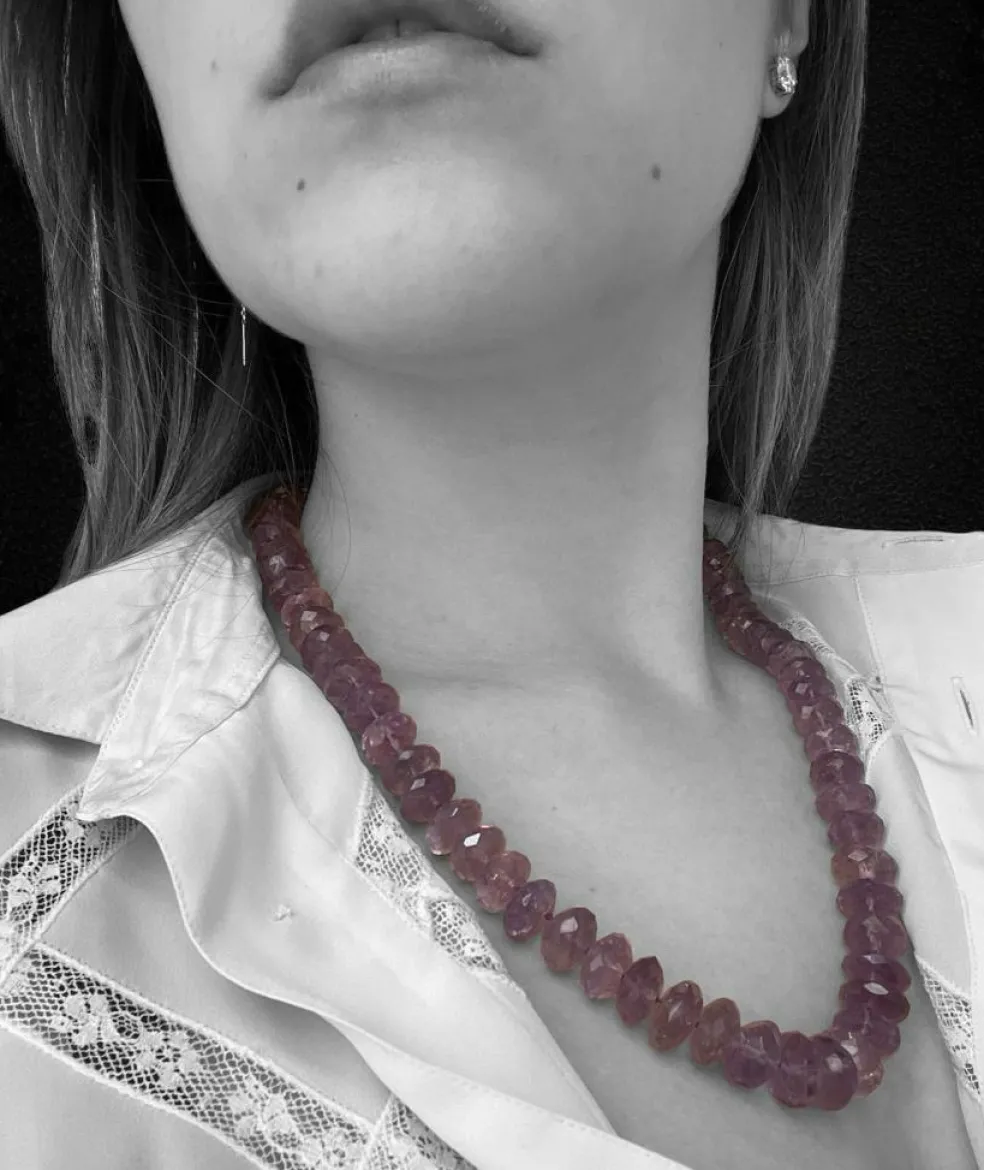 Collier améthyste à facettes années 70 - 60 cm