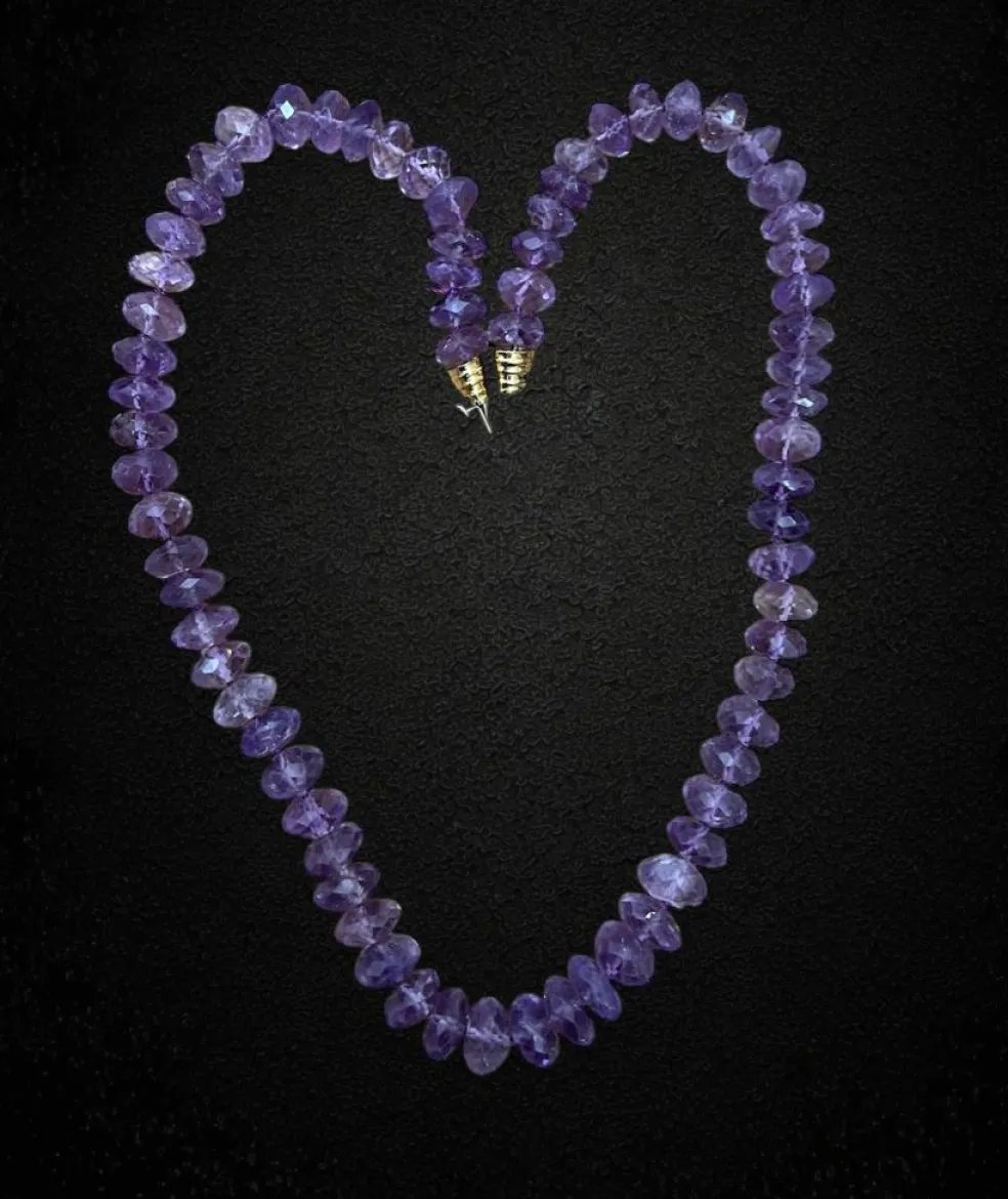 Collier améthyste à facettes années 70 - 60 cm