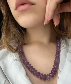 Collier améthyste à facettes années 70 - 60 cm