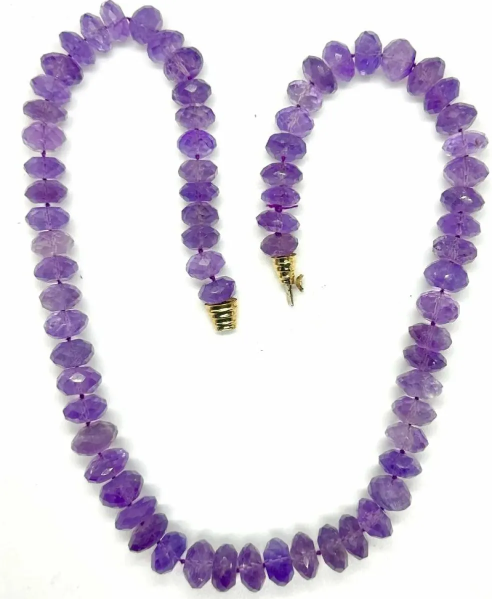 Collier améthyste à facettes années 70 - 60 cm