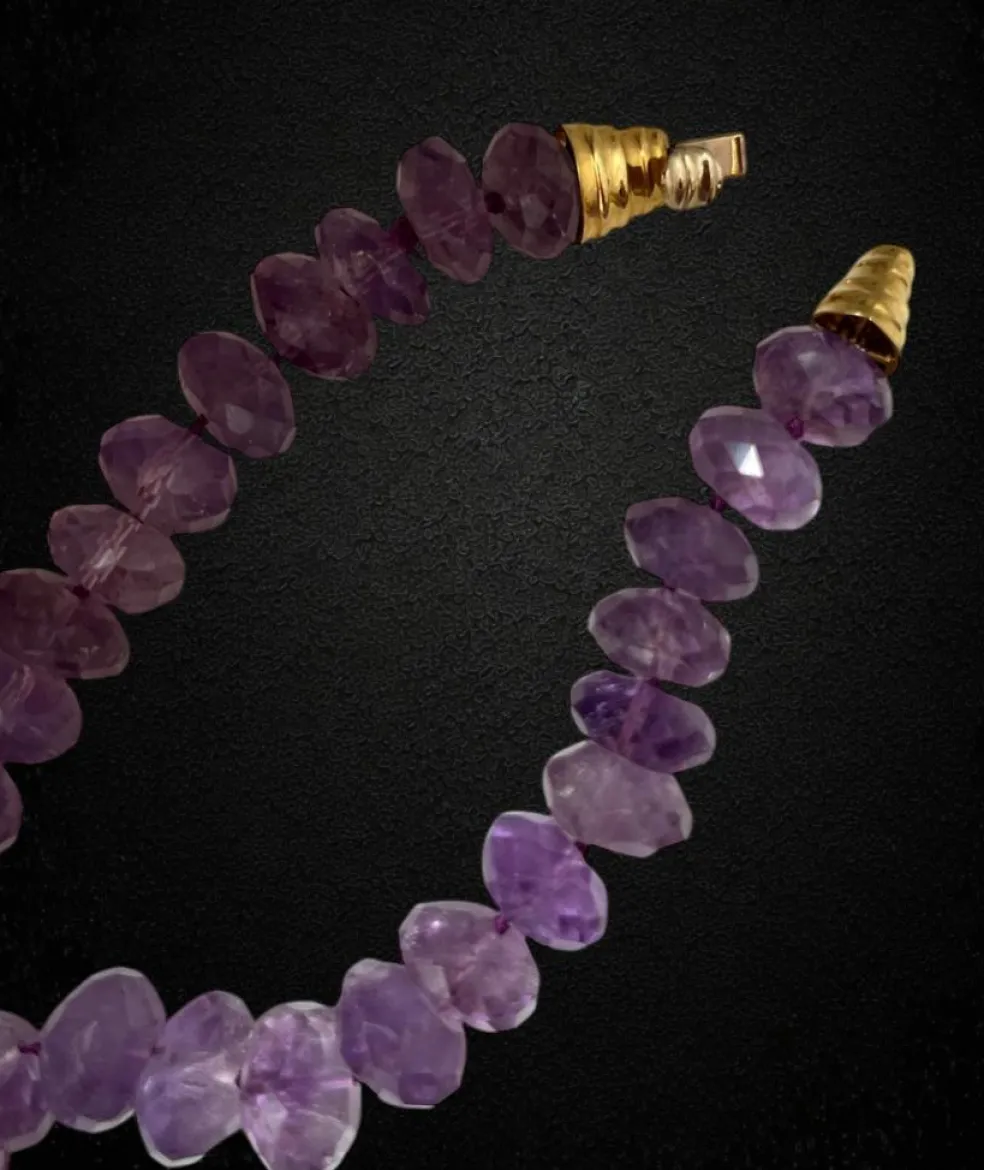 Collier améthyste à facettes années 70 - 60 cm