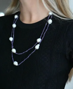 Collier Améthyste Et Perles D'eau Douce