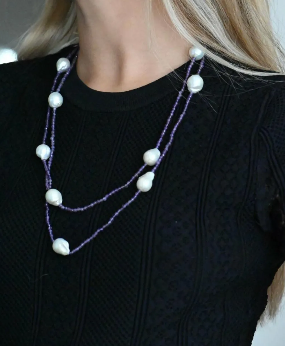 Collier Améthyste Et Perles D'eau Douce