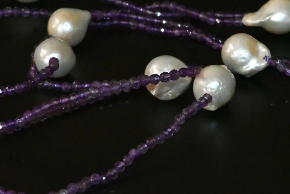 Collier Améthyste Et Perles D'eau Douce