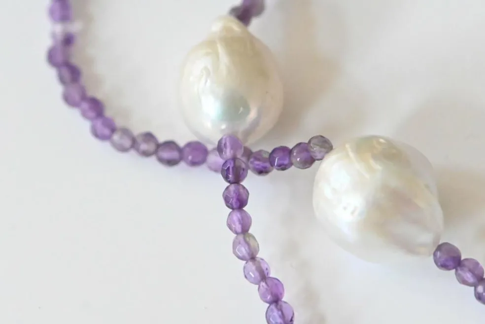 Collier Améthyste Et Perles D'eau Douce