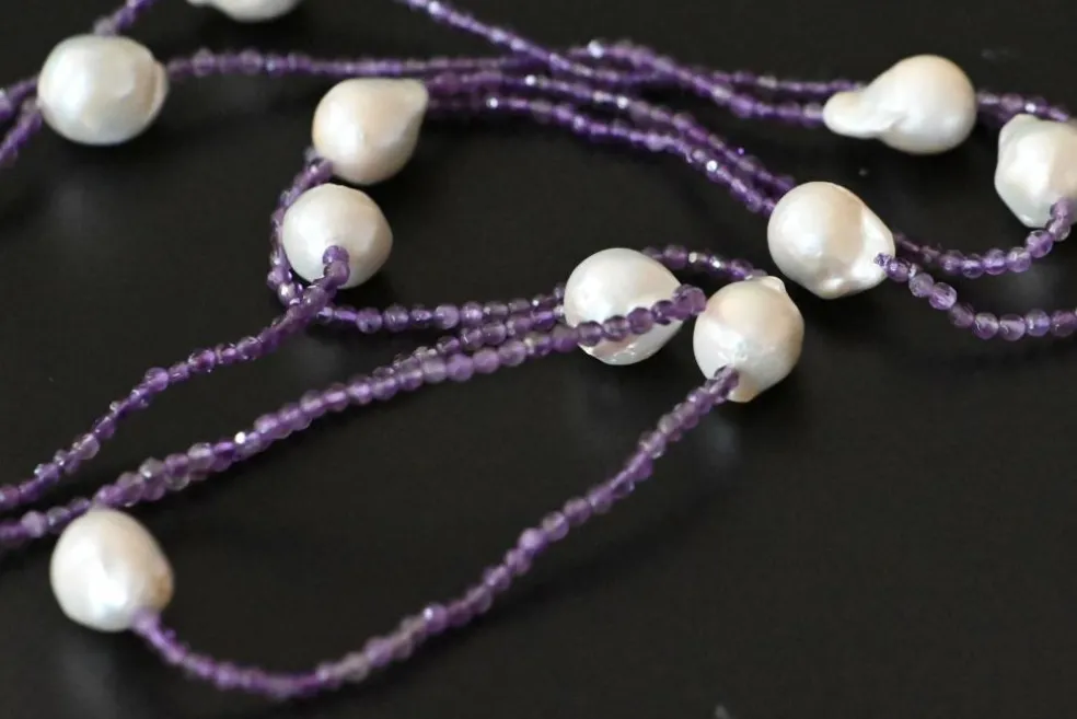 Collier Améthyste Et Perles D'eau Douce