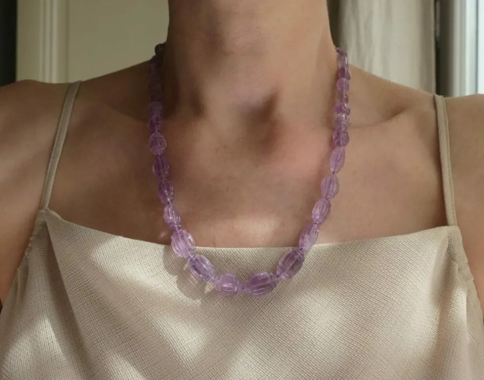 Collier améthystes fermoir en or