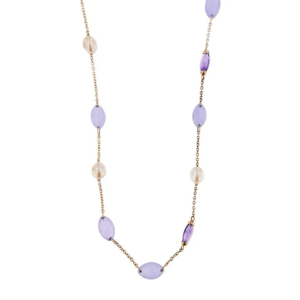 Collier améthystes, jades et perles