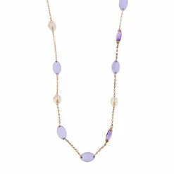 Collier améthystes, jades et perles
