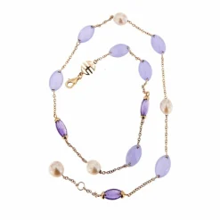 Collier améthystes, jades et perles