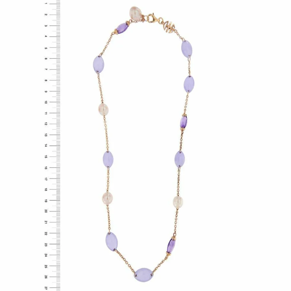 Collier améthystes, jades et perles