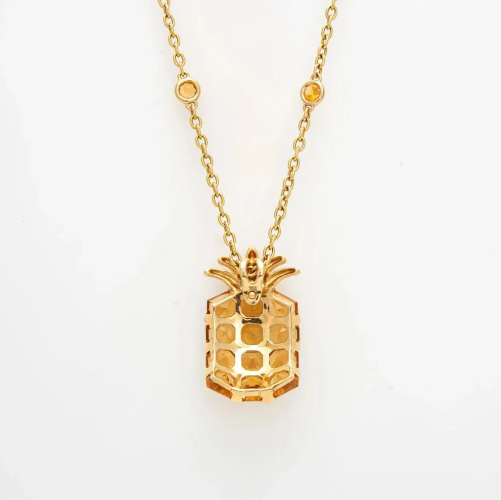 Collier Ananas Citrine Or Jaune
