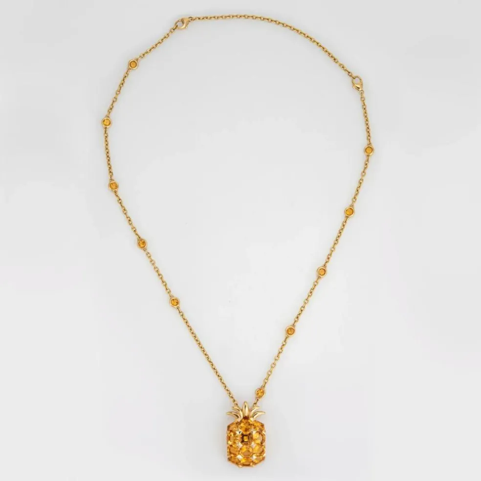 Collier Ananas Citrine Or Jaune