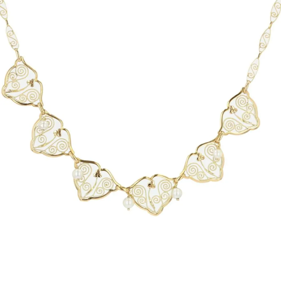 Collier ancien draperie en or et perles de culture