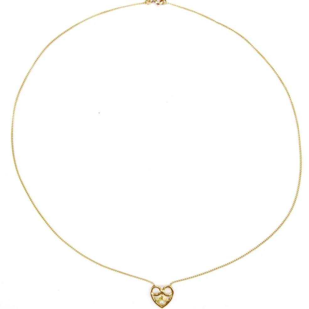 Collier ancien en or coeur perle