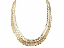Collier ancien maille plate en or jaune