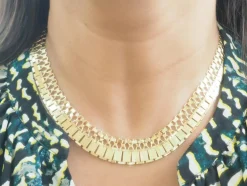 Collier ancien maille plate en or jaune