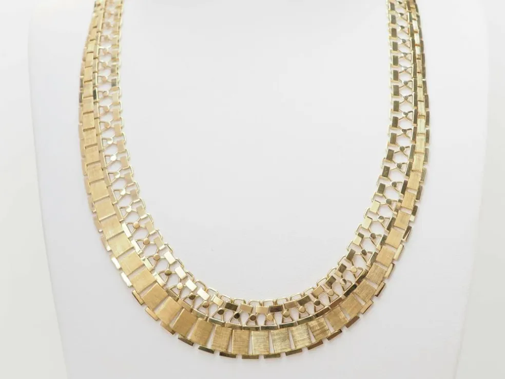 Collier ancien maille plate en or jaune