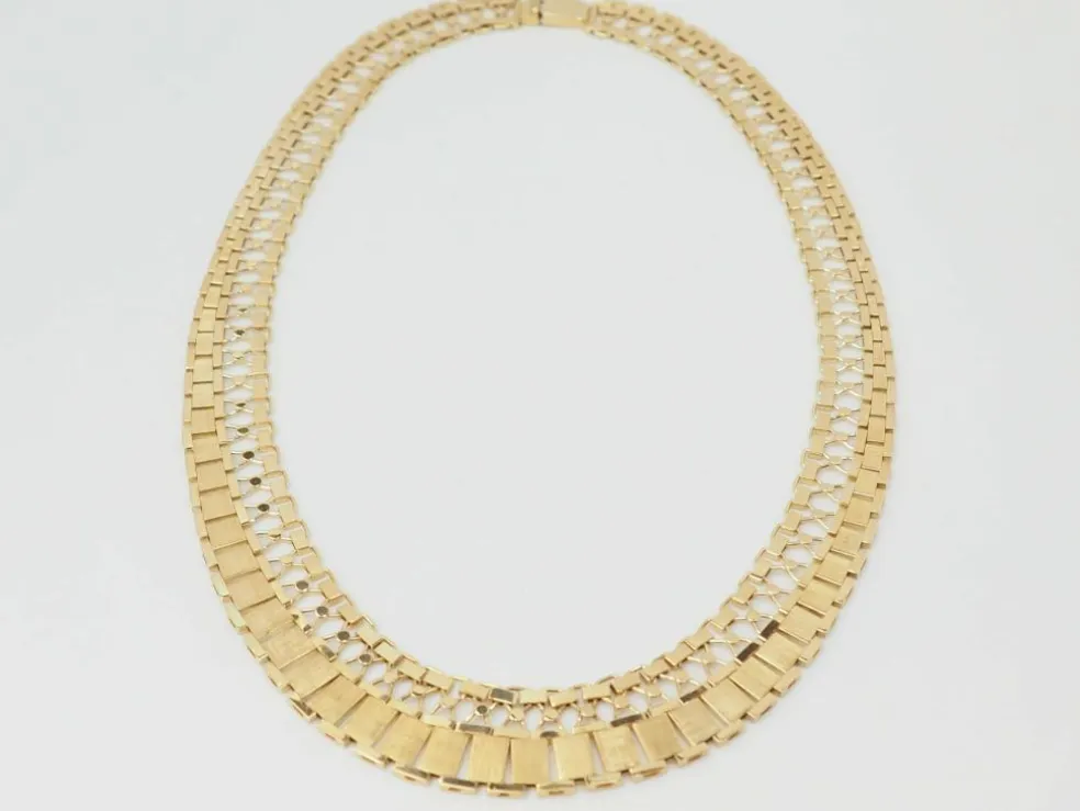 Collier ancien maille plate en or jaune