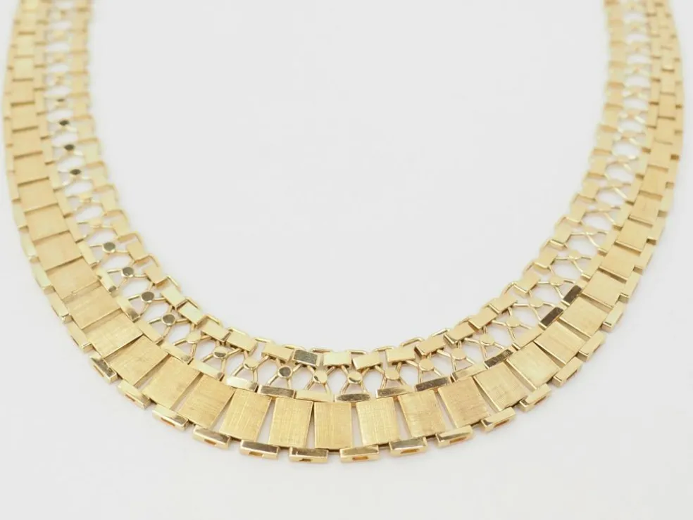 Collier ancien maille plate en or jaune