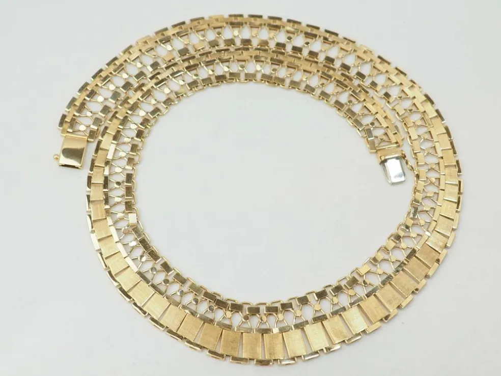 Collier ancien maille plate en or jaune