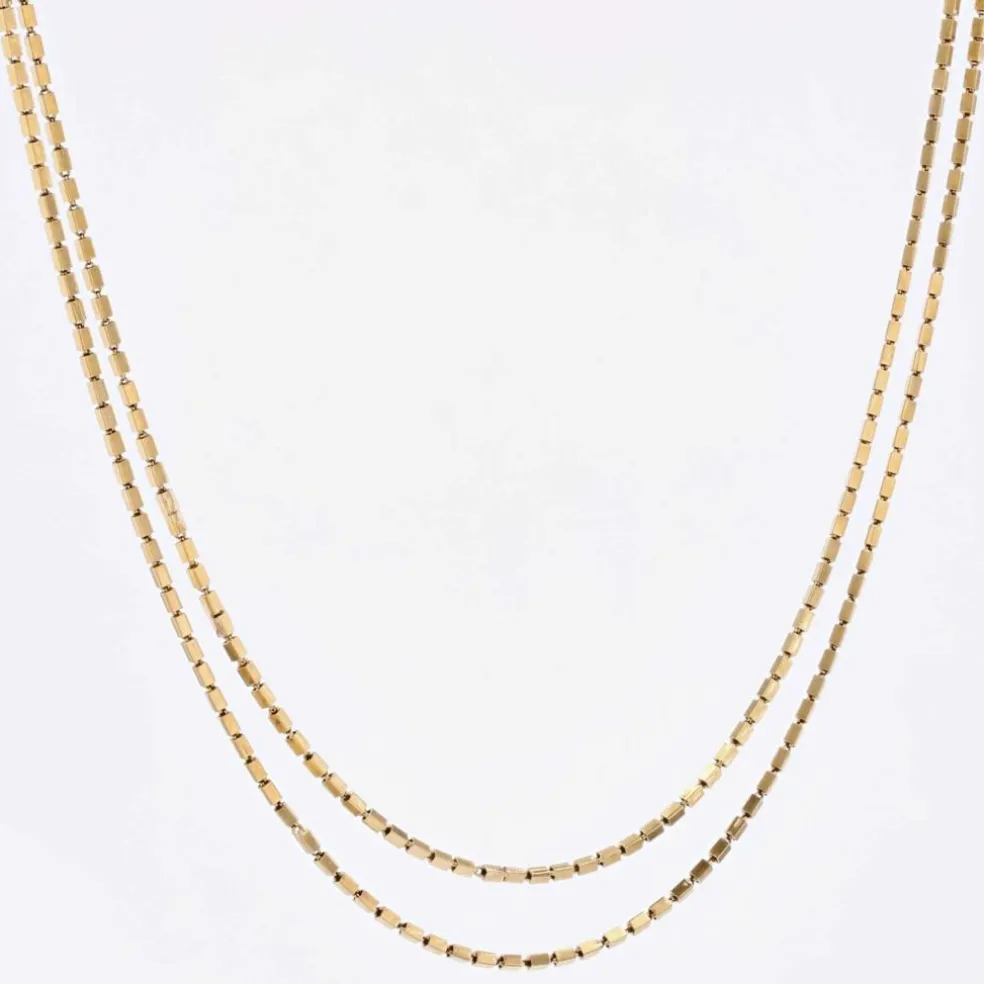 Collier ancien maille rectangulaire double rang en or