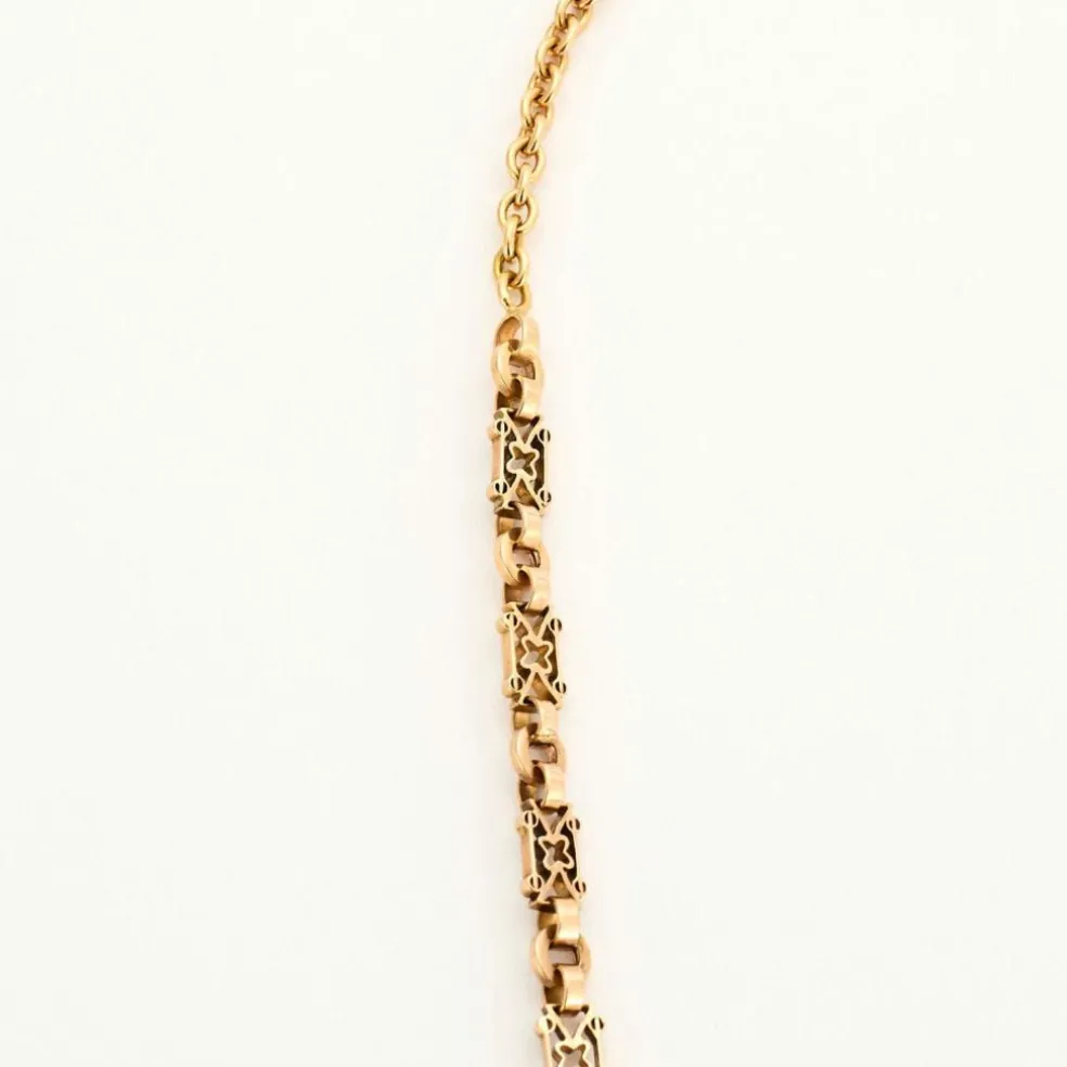Collier ancien or jaune début XXe avec pendentif.