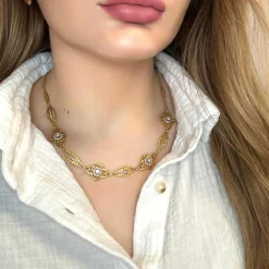Collier Ancien Or Jaune 18k & Diamants