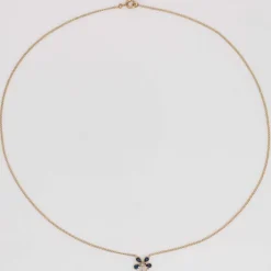Collier ancien trèfle à quatre feuilles saphirs et diamants