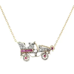 Collier ancien voiture en diamants et rubis